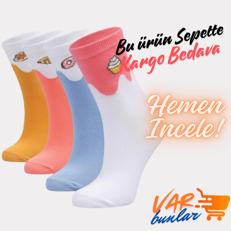Bolero 4'lü Kadın Renkli Soket Çorap Sweety
